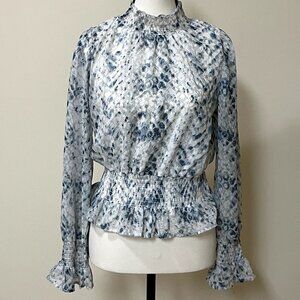 Japna blue and white snakeskin print blouse